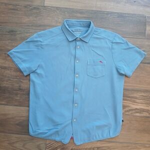Tommy Bahama Shirt Mens Medium Blue IslandZone Supima Button‎ Casual Vacation